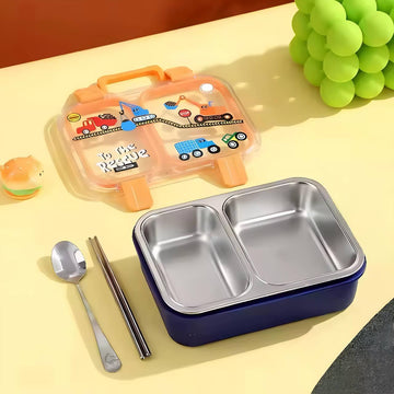 Back to School Stainless Steel 2 Compartments Leak Proof 700ml Lunch Box LX-7155