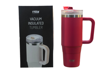 TYESO LARGE VACUUM INSULATED COFFEE CUP 900ML D PINK STAINLESS STEEL THERMAL FLASK TUMBLER WATER BOTTLE ICE COOL CAR CUP