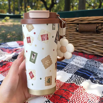 520ML Double Drink Coffee Mug Insulated Tumbler Ceramic Liner Water Bottle