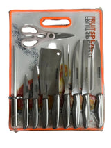 11PCS Stainless Steel Knife Set With Cutting Board - TheBawarchiKhana