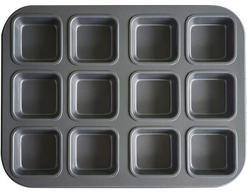 12 Slot Brownie Muffin Aluminium Non Stick Baking Tray - TheBawarchiKhana