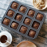 12 Slot Brownie Muffin Aluminium Non Stick Baking Tray - TheBawarchiKhana