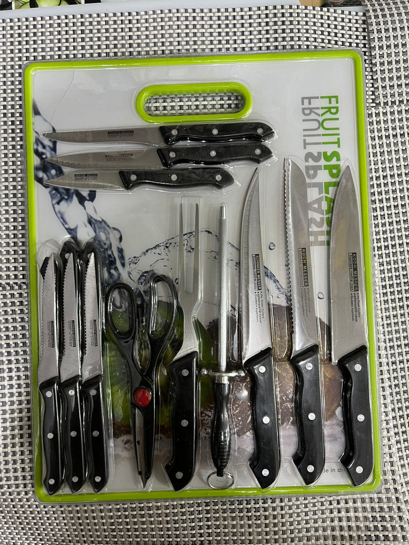 16 PCs Knife Set With Plastic Cutting Board - TheBawarchiKhana