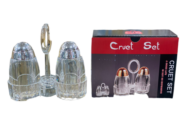 Acrylic Cruet Set 2Pcs Salt and Pepper Shaker and a Holder