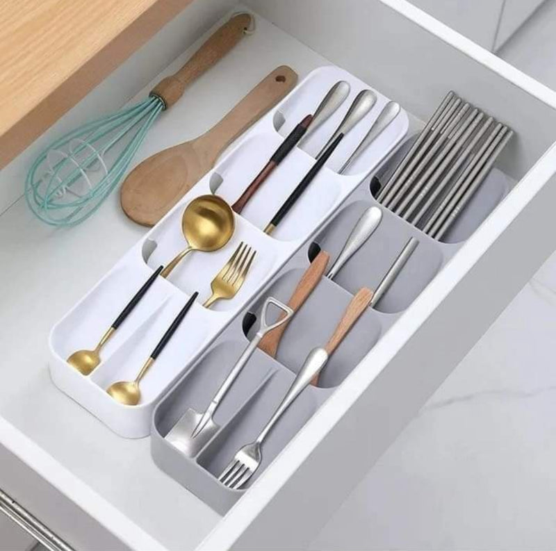 Plastic Drawer Cutlery Organizer Tray Kitchen Storage Holder Rack