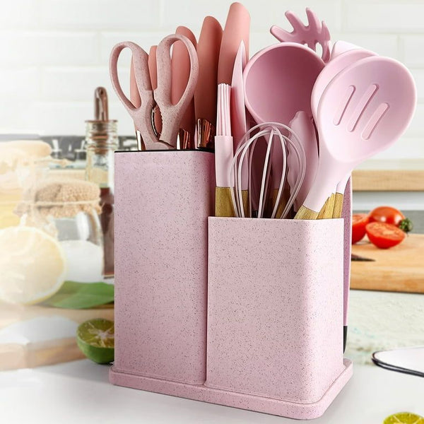 19Pcs Silicone Cooking and Knife Set With Board - TheBawarchiKhana