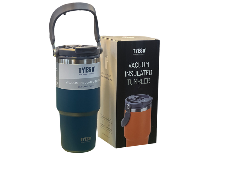 TYESO Vacuum Insulated 750ML Coffee Cup Stainless Steel Tumbler Water Bottle Ice Cool Car Cup Green