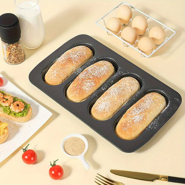 1pc 4-Hole Baguette Mold, Long Strip French Toast Mold, Mini Hot Dog Cake Mold, Egg Tart Mold, Household Baking Tools, Kitchen Accessories