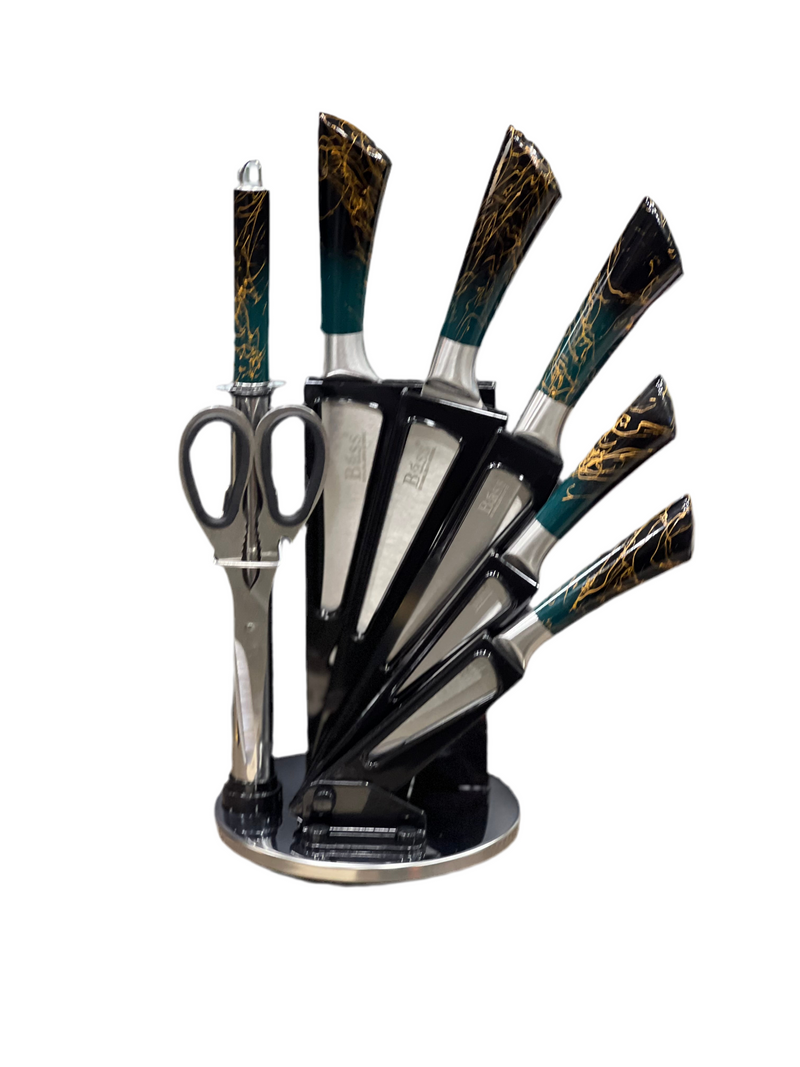 HIGH QUALITY BASS KNIFE SET GREENISH WITH GOLDEN LINES