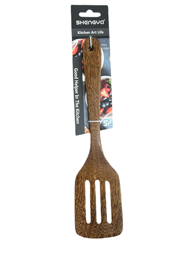 PREMIUM QUALITY SHENGYA WOODEN SLOTTED TURNER COOKING SPOON