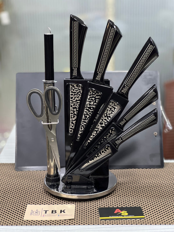 VERSACE DESIGN HIGH QUALITY BASS KNIFE SET BLACK COLOR