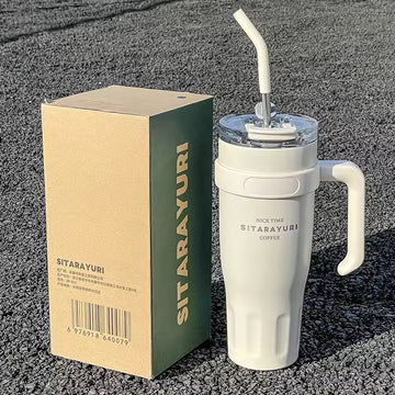 Sitarayuri 40OZ 1180ML Stainless Steel Tumbler With Steel Straw Spill Proof