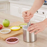 Stainless Steel Spice Pestle and Mortar Set - Durable, Ergonomic Design for Grinding Herbs, Spices and Pills