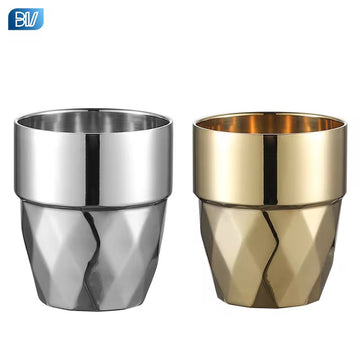 304 Stainless Steel Double Walled Golden Cup Glass 300ML 1Pc