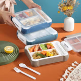 4 Compartments Airtight Bento Plastic BPA FREE Lunch Box With FORK and SPOON - TheBawarchiKhana