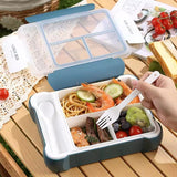 4 Compartments Airtight Bento Plastic BPA FREE Lunch Box With FORK and SPOON - TheBawarchiKhana