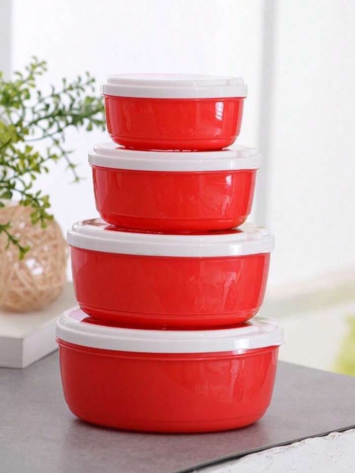 4 Pcs Strawberry Lunch Box - TheBawarchiKhana