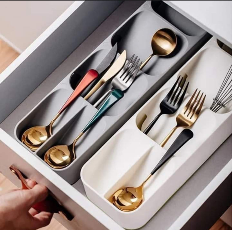 Plastic Drawer Cutlery Organizer Tray Kitchen Storage Holder Rack