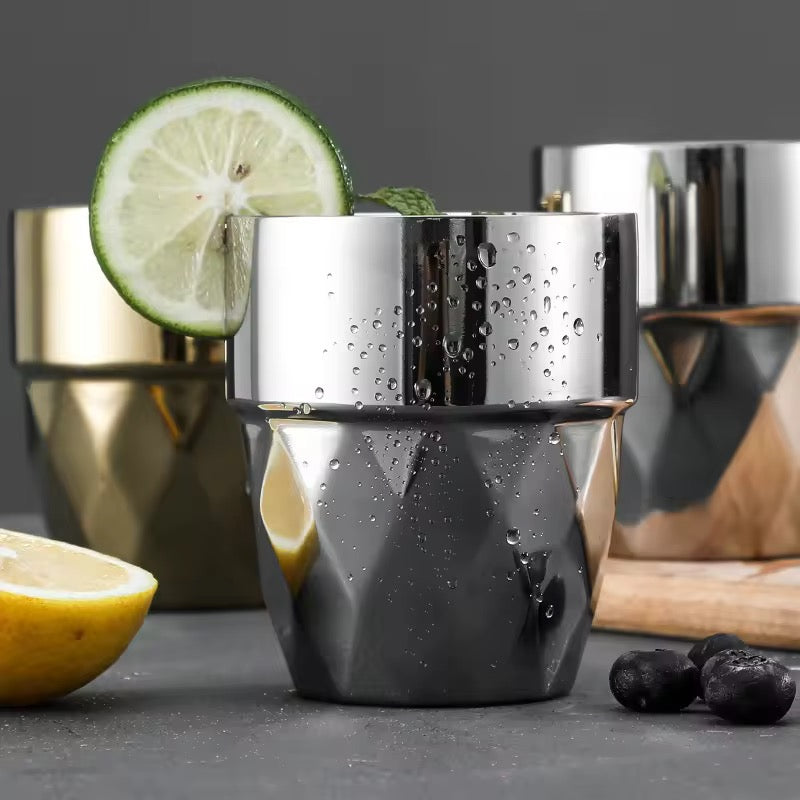 304 Stainless Steel Double Walled Golden Cup Glass 300ML 1Pc