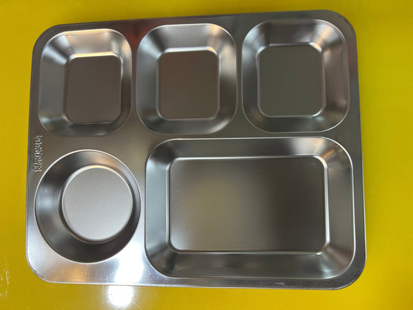 5 PORTIONS STAINLESS STEEL PLATTER 304 - TheBawarchiKhana