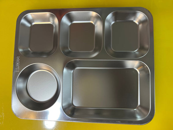 5 PORTIONS STAINLESS STEEL PLATTER 304 - TheBawarchiKhana