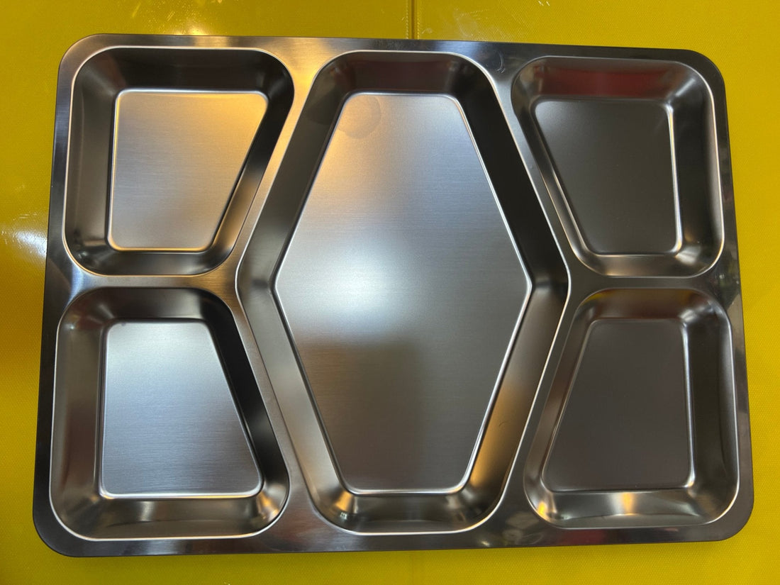 5 PORTIONS STAINLESS STEEL PLATTER LARGE 304 - TheBawarchiKhana