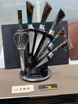 HIGH QUALITY BASS KNIFE SET GREENISH WITH GOLDEN LINES