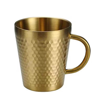 Golden Stainless Steel 304 Double Walled Cup Glass