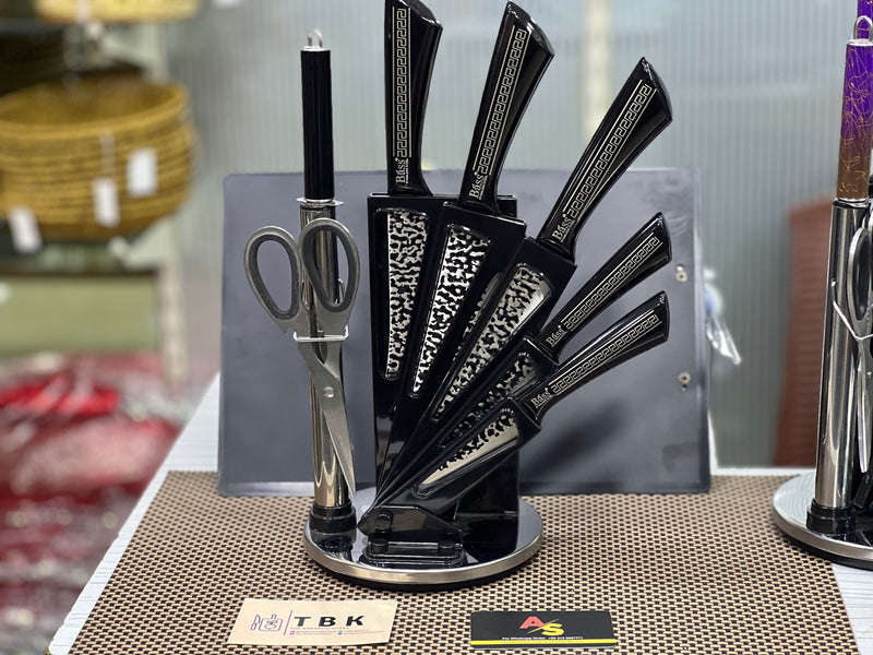 VERSACE DESIGN HIGH QUALITY BASS KNIFE SET BLACK COLOR