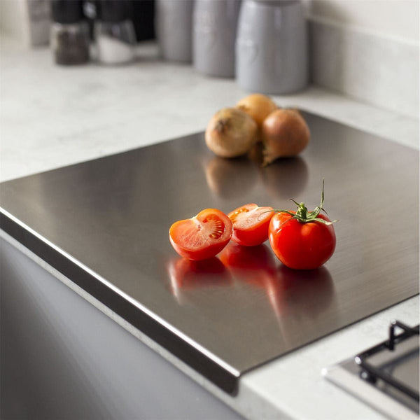 304 Stainless Steel Chopping Board with Lip for Kitchen | Free Steel Straw | for Cutting Vegetables, Meat,Fish,Fruits