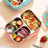 Insulated Leakproof Lunch Box With Small Container - 3 Compartment - Cartoon Printed 304 Stainless Steel