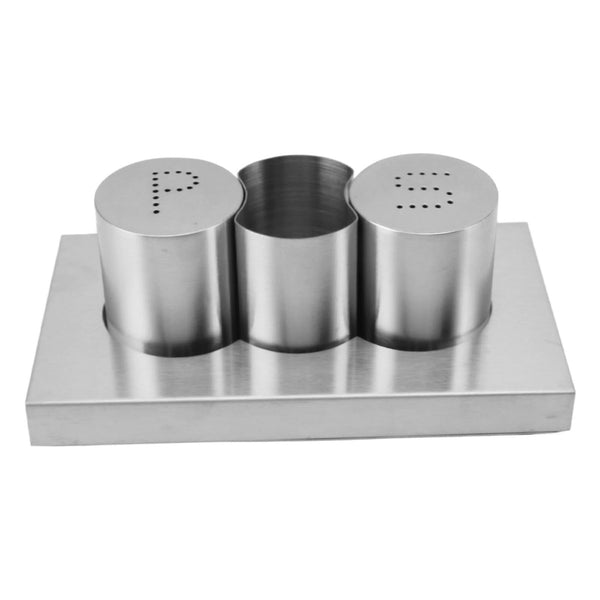 Stainless Steel Salt Pepper Shakers Set Toothpick Holder with Tray Condiment Shakers Spice Dispenser Kitchen Accessories B6335