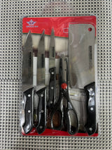 6 Pcs Knife Set With Wooden Cutting Board - TheBawarchiKhana