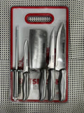 6 Pcs Stainless Steel Knife Set With Cutting Board - TheBawarchiKhana