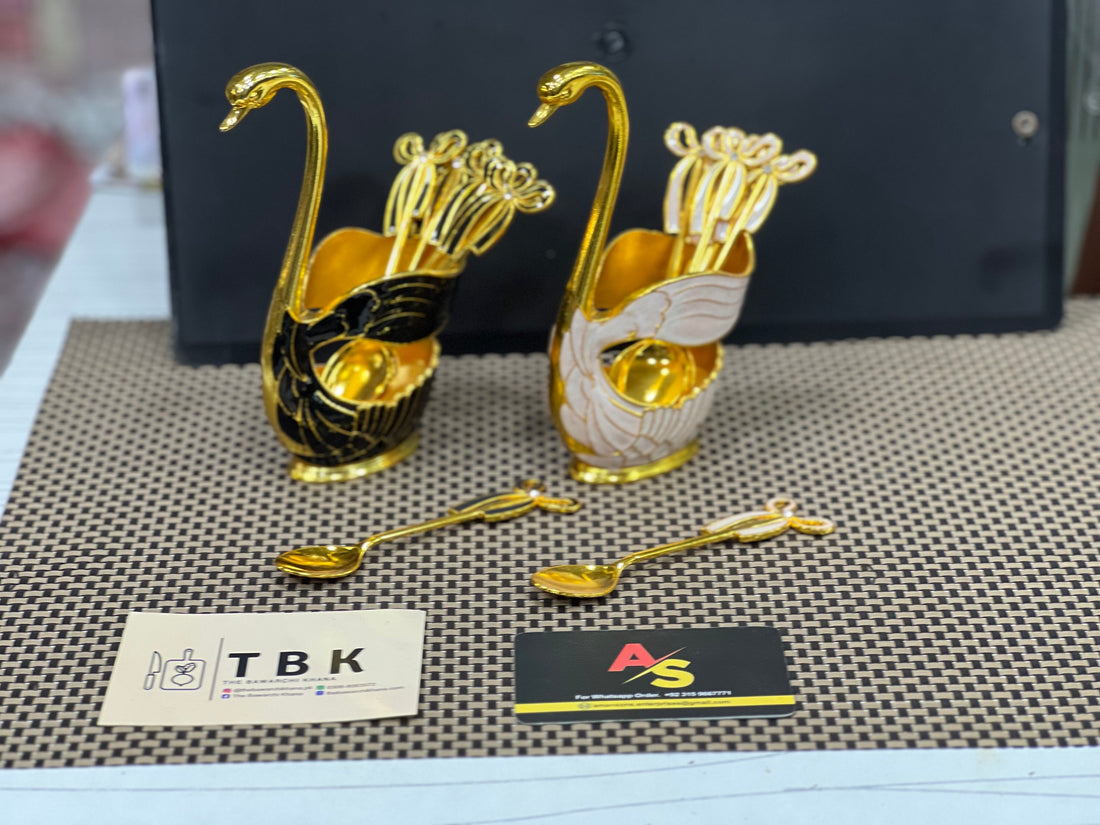 ELEGANT STYLE STAINLESS STEEL SWAN TEA SPOON SET