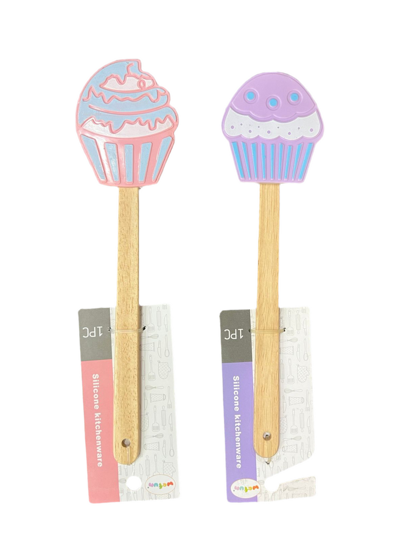 Cup Cake Style Cute Spatula with Wooden Handle 1Pc