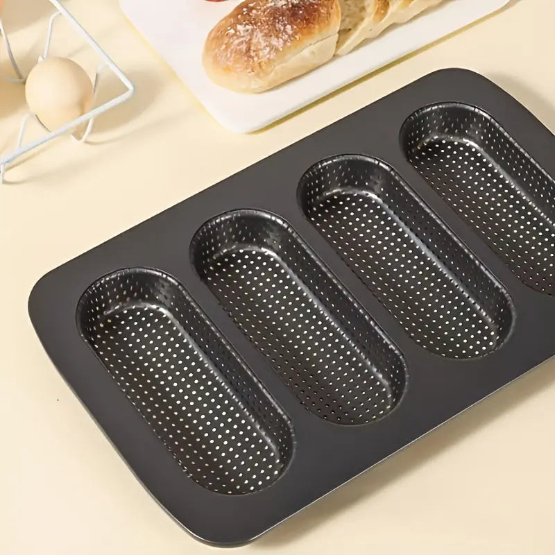 1pc 4-Hole Baguette Mold, Long Strip French Toast Mold, Mini Hot Dog Cake Mold, Egg Tart Mold, Household Baking Tools, Kitchen Accessories