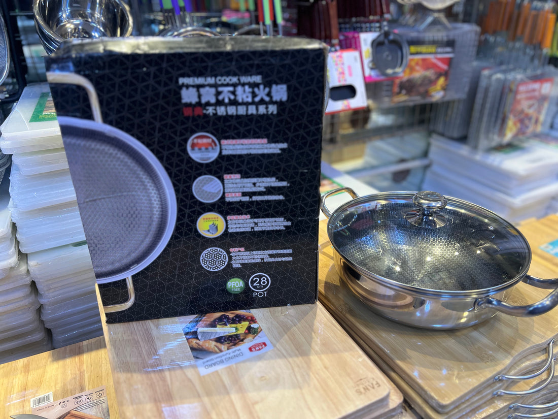 316 Stainless Steel Laser Cut Honey comb Double Handle Wok