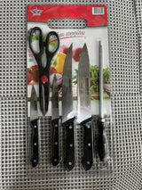 6Pcs Kitchen Knife Set With Knife Sharpener And Kitchen Scissor - TheBawarchiKhana