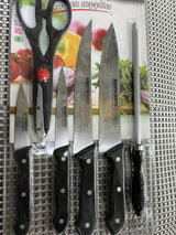 6Pcs Kitchen Knife Set With Knife Sharpener And Kitchen Scissor - TheBawarchiKhana