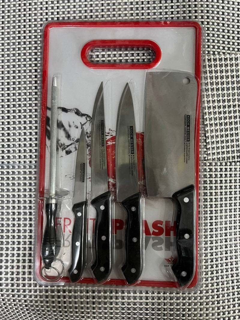 6Pcs Knife Set With Cutting Board - TheBawarchiKhana