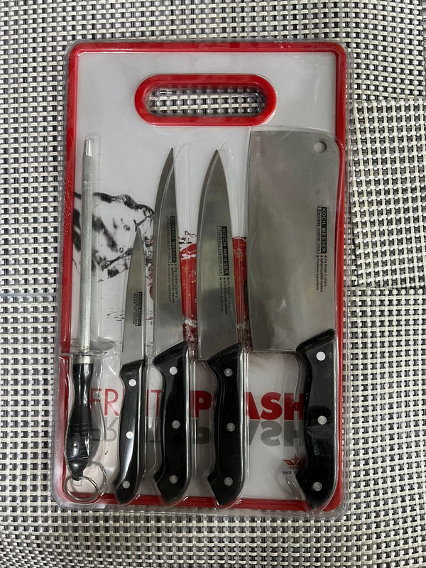 6Pcs Knife Set With Cutting Board - TheBawarchiKhana