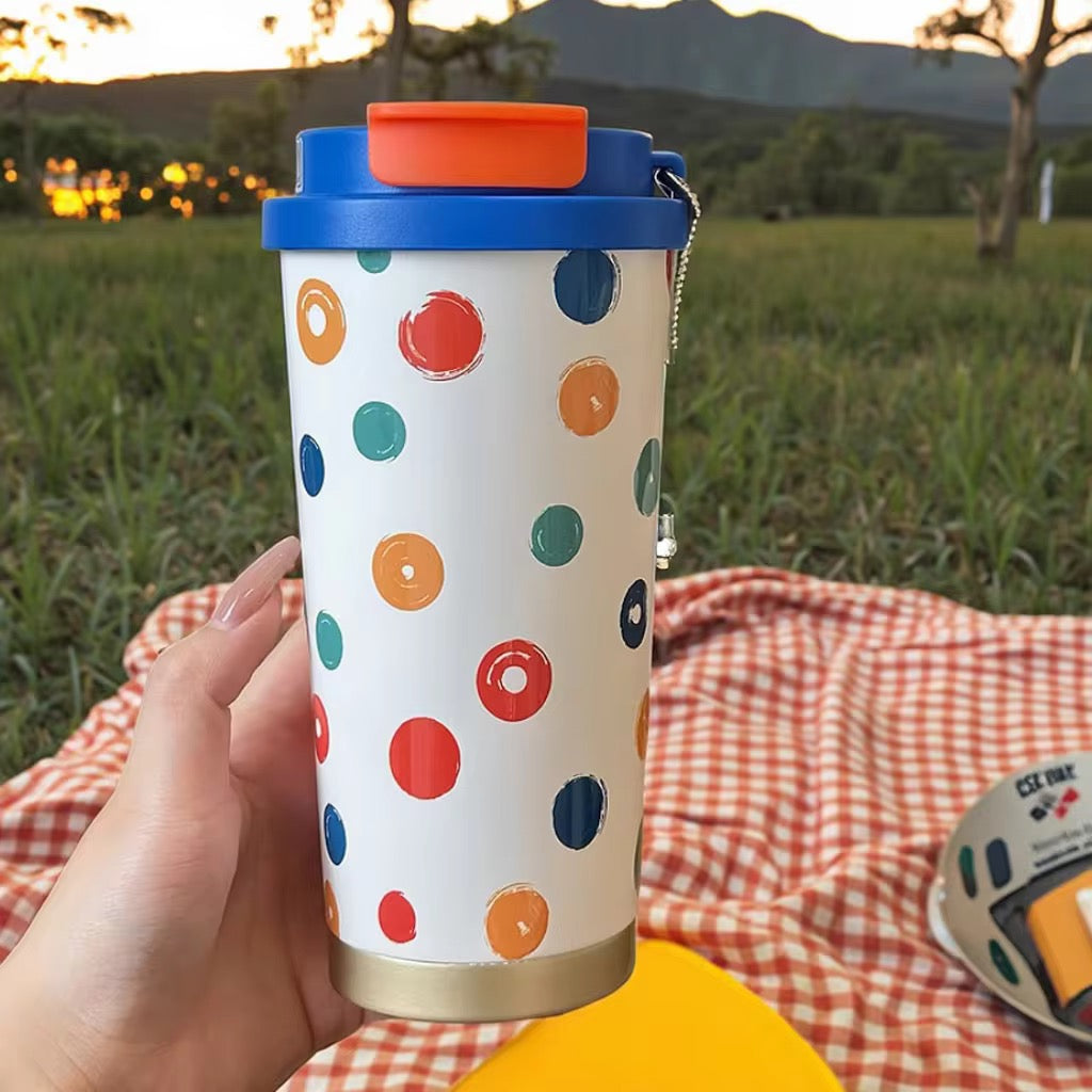 520ML Double Drink Coffee Mug Insulated Tumbler Ceramic Liner Water Bottle