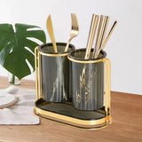 Stainless Steel Golden Utensils 2 Jars Rack