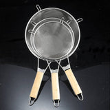 STAINLESS STEEL FRY STRAINERS W/HANDLE 18,21,25CM