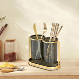 Stainless Steel Golden Utensils 2 Jars Rack