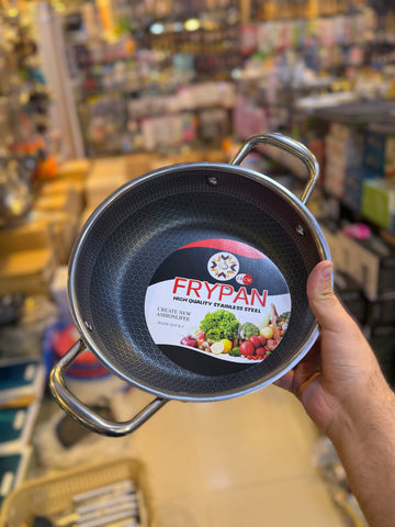 Double Handle 316 Stainless Steel Honeycomb Laser Cut Frying Pan