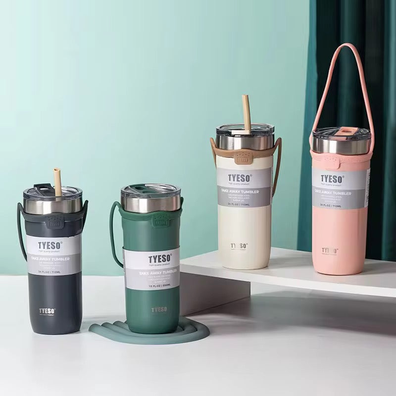 710ML Tyeso Stainless Steel Tumbler with Silicone Straw TS-8767B