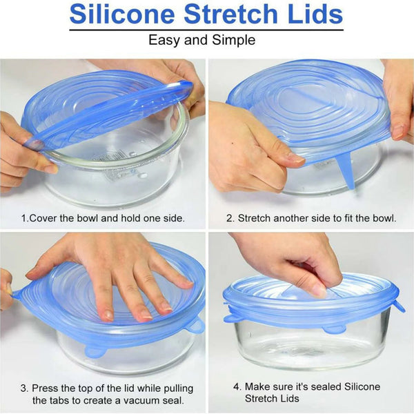 Silicone Stretchable Cover Lids Pack of 6