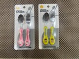 KIDS 2 PCS UTENSIL SET STAINLESS STEEL WITH CARTOON HANDLE